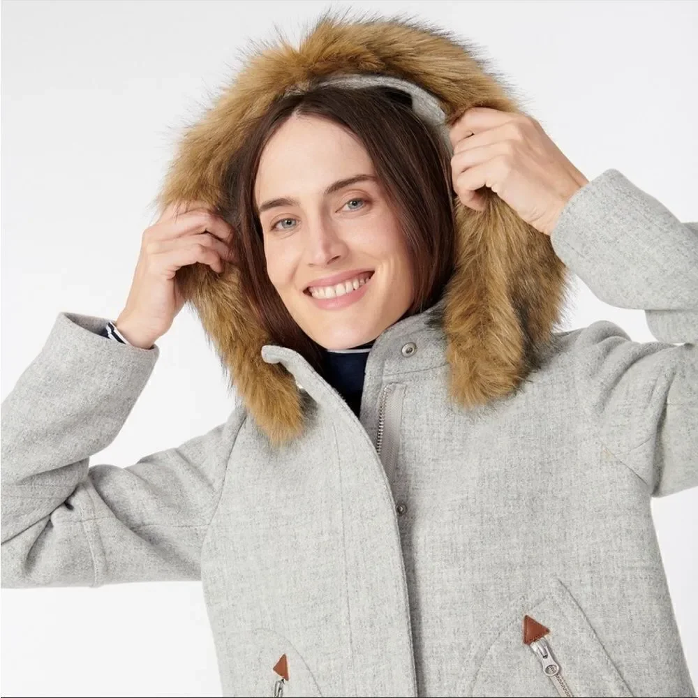 J Crew Chateau Parka Italian Stadium Cloth Grey 2P